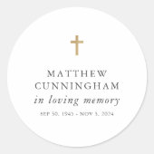 Sticker Rond Mémorial en mémoire d'amour Croix simple moderne (Devant)