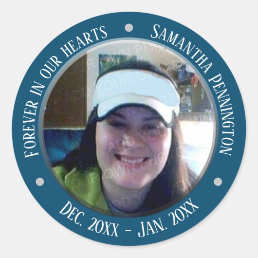 Sticker Rond Memorial Forever dans nos coeurs Photo (Devant)