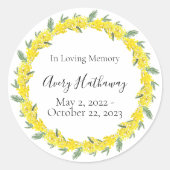 Sticker Rond Mémorial funéraire fleuri jaune (Devant)