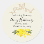 Sticker Rond Mémorial funéraire fleuri jaune au ruban (Devant)