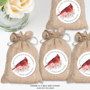 Sticker Rond Mémorial Graines de fleurs Aquarelle Cardinal Favo