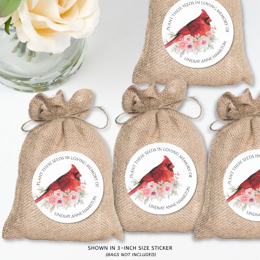 Sticker Rond Mémorial Graines de fleurs Aquarelle Cardinal Favo