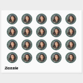 Sticker Rond Memorial In Memoriam Elegant Classic Photo (Feuille)