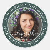 Sticker Rond Memorial In Memoriam Elegant Classic Photo (Devant)