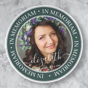 Sticker Rond Memorial In Memoriam Elegant Classic Photo