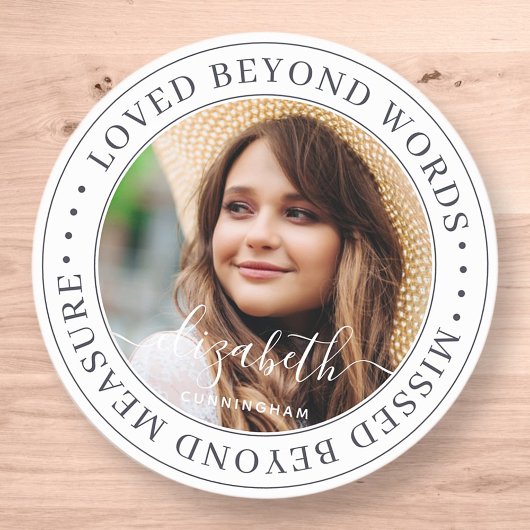 Sticker Rond Memorial Love Beyond Words Élégant Photo Chic