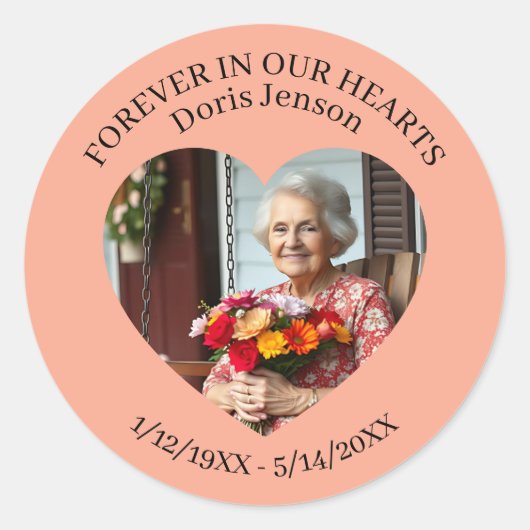 Sticker Rond Memorial or Vigil Keepsake | Forever in our Hearts (Devant)