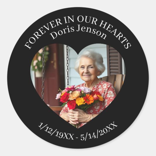 Sticker Rond Memorial or Vigil Keepsake | Forever in our Hearts (Devant)