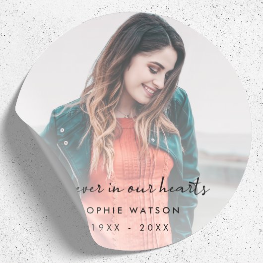 Sticker Rond Memorial Photo Modern stlish Funeral
