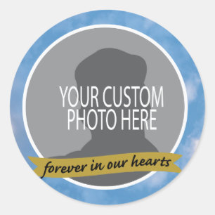 Sticker Rond Mémorial pour toujours avec la photo de coutume d