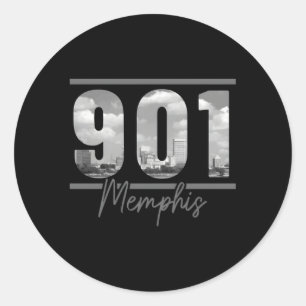 Sticker Rond Memphis 901 Indicatif régional Skyline Tennessee