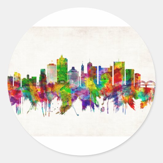 Sticker Rond Memphis Tennessee Skyline (Devant)