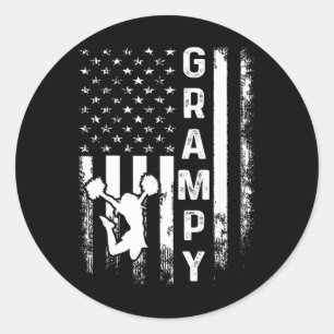 Sticker Rond Menagère de pom-pom girls Grampy Drapeau américain