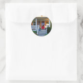 Sticker Rond Mendham NJ - Porch With Wooden American Flag (Sac)