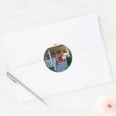 Sticker Rond Mendham NJ - Porch With Wooden American Flag (Enveloppe)