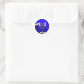 Sticker Rond Menorah en bleu (Sac)