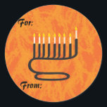 Sticker Rond Menorah, étiquettes-cadeaux<br><div class="desc">Cadeaux étiquettes avec une Menorah dessus.</div>