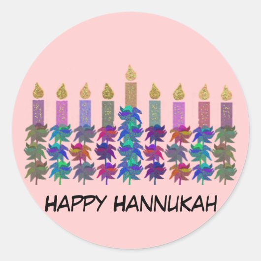 Sticker Rond Menorah Fleur Hannukah (Devant)