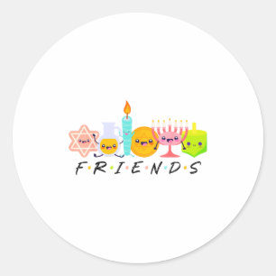 Sticker Rond Menorah pour amis de Hanouka Dreide traditionnel j