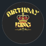 Sticker Rond Mens BIRTHDAY KING Crown<br><div class="desc">Mens BIRTHDAY KING Crown Gift. Perfect gift for your dad,  mom,  papa,  men,  women,  friend and family members on Thanksgiving Day,  Christmas Day,  Mothers Day,  Fathers Day,  4th of July,  1776 Independent day,  Veterans Day,  Halloween Day,  Patrick's Day</div>