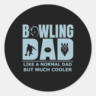 Sticker Rond Mens Bowling Papa Funny Ten Pin Bowler unique Affo