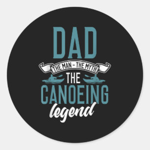 Sticker Rond Mens Canoe Papa Chemise Funny Papa Canoë Citation 
