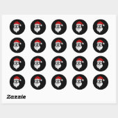 Sticker Rond Mens Christmas Santa Claus Face Sungles With Hat B (Feuille)