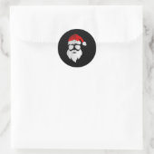 Sticker Rond Mens Christmas Santa Claus Face Sungles With Hat B (Sac)