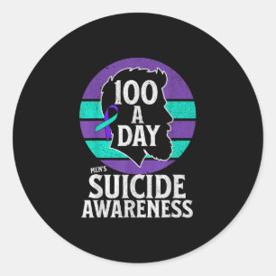 Sticker Rond Mens Conception de sensibilisation au suicide Mens