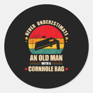 Sticker Rond Mens Cornhole Joueur Cornhole