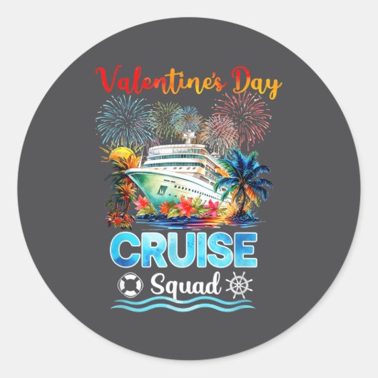 Sticker Rond Mens Cruise Squad Valentine's Day Vacation Travel  (Devant)