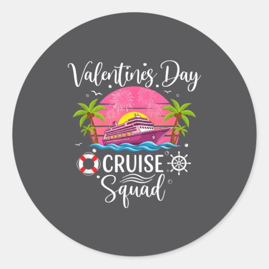 Sticker Rond Mens Cute Valentines Day Cruise Squad 20026 Design (Devant)