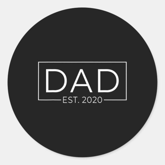 Sticker Rond Mens Dad Est 2020 Shirt Dad Gift New Years Pregnan (Devant)
