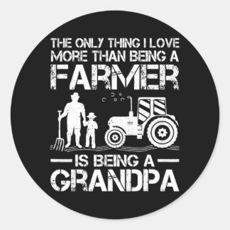 Sticker Rond Mens Drôle Tracteur agricole Rétro Fermier Grand-p