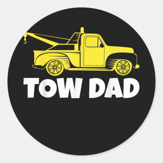 Sticker Rond Mens Funny Tow Truck Driver Tow Papa Fête des père (Devant)