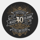 Sticker Rond Mens Funny Whiskey 40e anniversaire (Devant)
