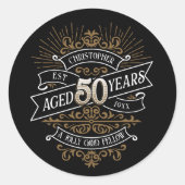 Sticker Rond Mens Funny Whiskey 50e anniversaire (Devant)
