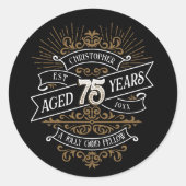 Sticker Rond Mens Funny Whiskey 75e anniversaire (Devant)
