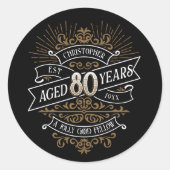Sticker Rond Mens Funny Whiskey 80e anniversaire (Devant)