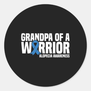 Sticker Rond Mens Grand-père d'un guerrier Bleu Ruban Alopecia 