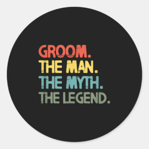 Sticker Rond Mens Groom Mariage Bachelor Party Retro Vintage