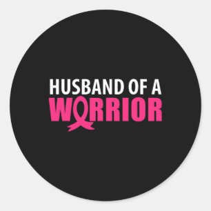 Sticker Rond Mens Husbynd D'Un Guerrier Pink Ribbon Cance De Se
