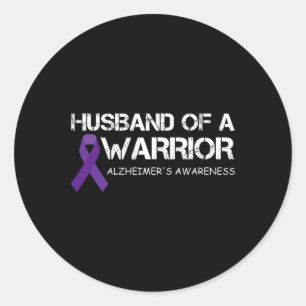 Sticker Rond Mens Husnd of A Warrior Heimerheimer's Awareness