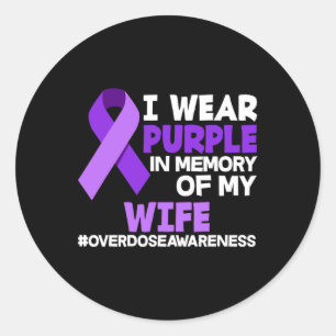 Sticker Rond Mens Je Porte Du Violet En Mémoire De Ma Femme Sup