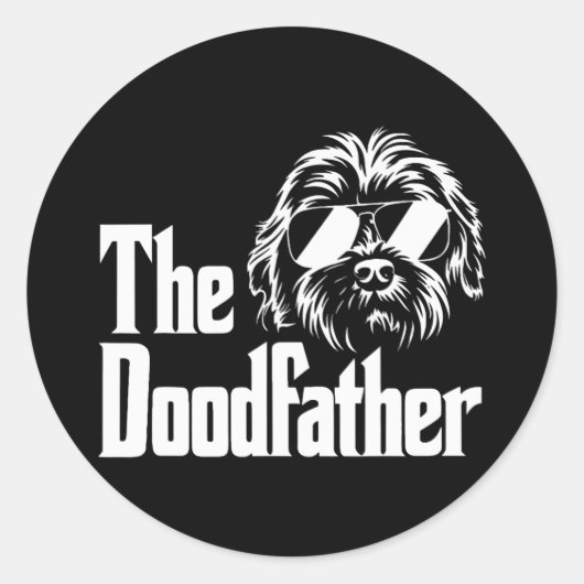 Sticker Rond Mens Le Parrain Goldendoodle Dog Doodle Papa Fa (Devant)