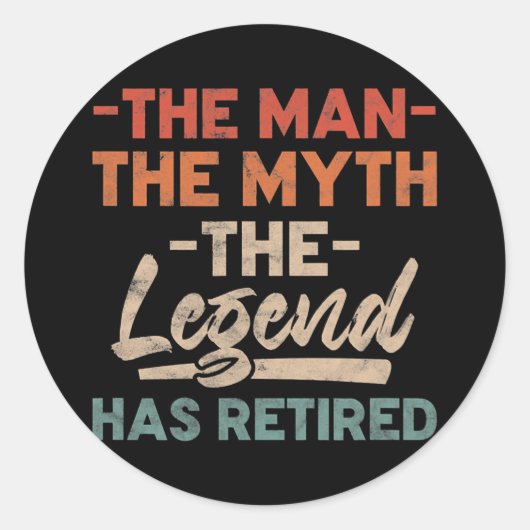 Sticker Rond Mens Legend Has Retired Retirement Grandpa Father (Devant)