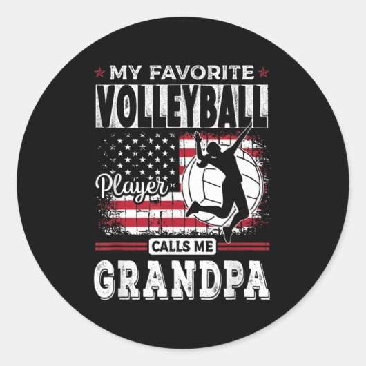 Sticker Rond Mens Mon Joueur De Volleyball favori m'appelle Gra (Devant)