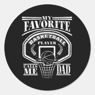 Sticker Rond Mens My Favori Bysketbyll Joueur m'appelle Papa