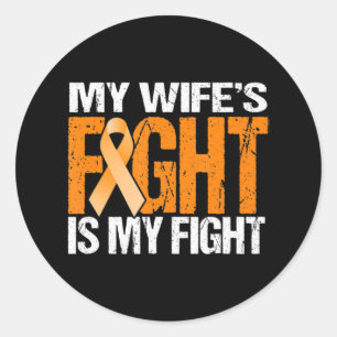 Sticker Rond Mens My Wife's Fight is My Fight Leukemia Awards