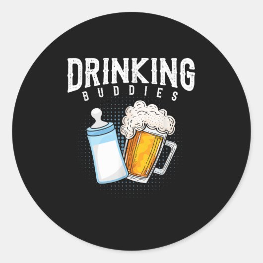 Sticker Rond Mens New Dad Beer And Milk Joke (Devant)